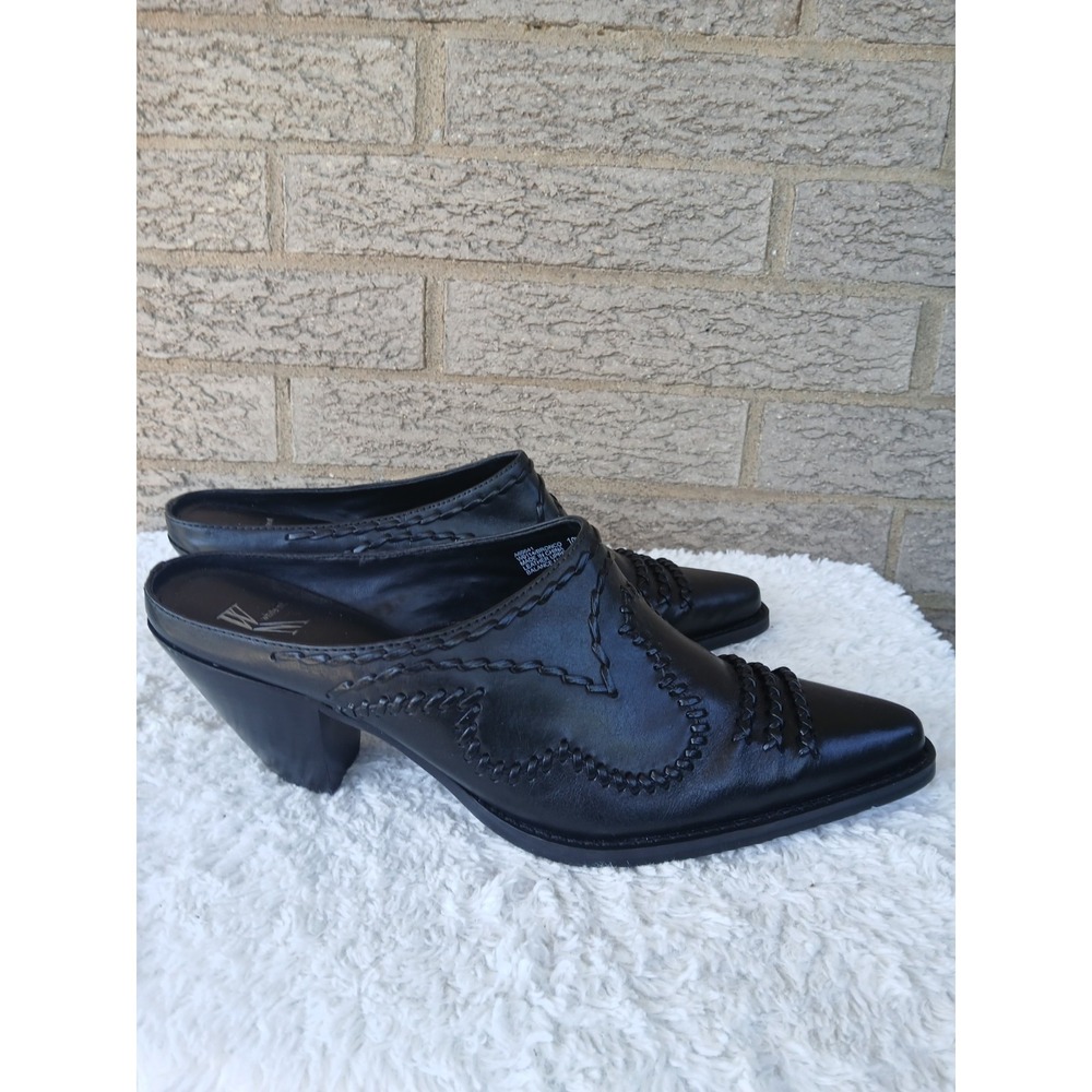 NWOB White Mountain Women's Black Leather Bronco Western Boot Mules Sz 10W...